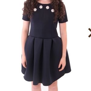 Zoe Ltd navy blue flowers beaded dress gown 14 16 18
